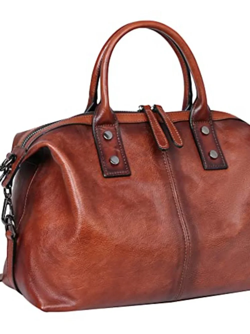Vintage Leather Satchel Bag Large Capacity Doctor Tote Shoulder Crossbody Purse